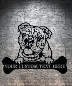 Personalized English Bulldog Name Metal Sign Dog Wall Decor Bulldog Lover Gift