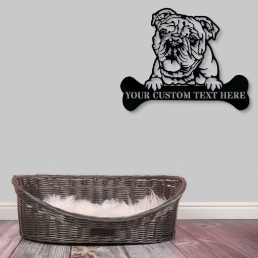 Personalized English Bulldog Name Metal Sign Dog Wall Decor Bulldog Lover Gift