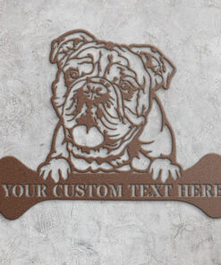 Personalized English Bulldog Name Metal Sign Dog Wall Decor Bulldog Lover Gift