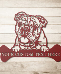 Personalized English Bulldog Name Metal Sign Dog Wall Decor Bulldog Lover Gift