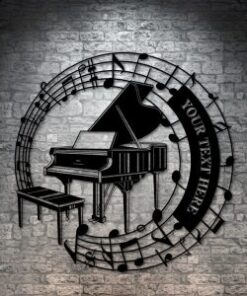 Piano In Notes V1 Pianist Musician Entertainer Music Room Decor Custom Metal Signs