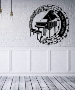 Piano In Notes V1 Pianist Musician Entertainer Music Room Decor Custom Metal Signs