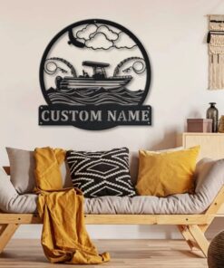 Fishing Boat Metal Art Personalized Metal Name Sign Home Decor Gift for Fisherman