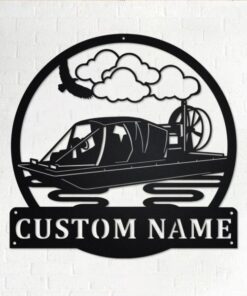 Hovercraft Speed Boat Metal Wall Art Personalized Metal Name Sign Home Decor Housewarming Gift