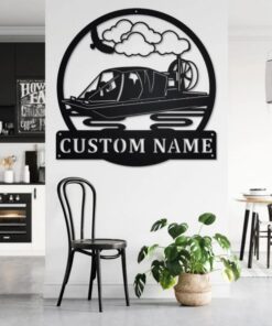 Hovercraft Speed Boat Metal Wall Art Personalized Metal Name Sign Home Decor Housewarming Gift