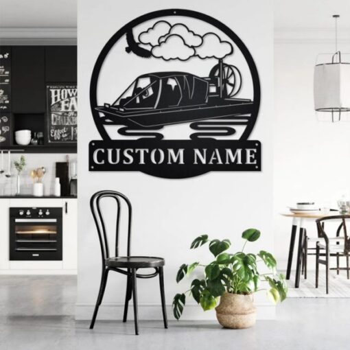 Hovercraft Speed Boat Metal Wall Art Personalized Metal Name Sign Home Decor Housewarming Gift