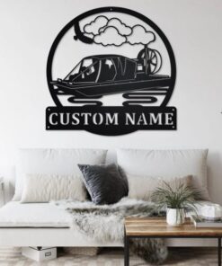 Hovercraft Speed Boat Metal Wall Art Personalized Metal Name Sign Home Decor Housewarming Gift