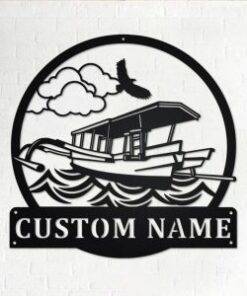 Boat Metal Wall Art Personalized Metal Name Sign Home Decor Housewarming Gift