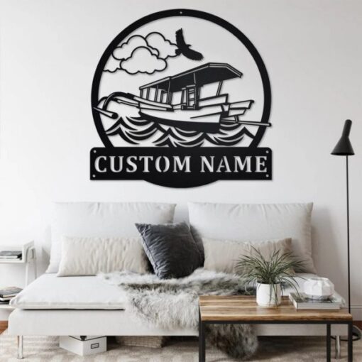 Boat Metal Wall Art Personalized Metal Name Sign Home Decor Housewarming Gift