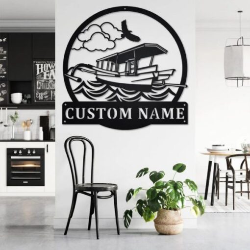 Boat Metal Wall Art Personalized Metal Name Sign Home Decor Housewarming Gift