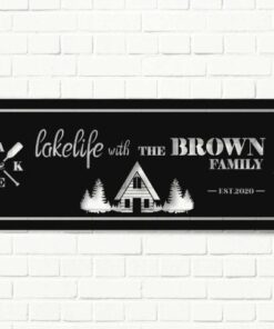 Lake House Personalized Metal Signs Custom Cabin Metal Sign Lake House Decor Housewarming Gift Metal Last Name Sign