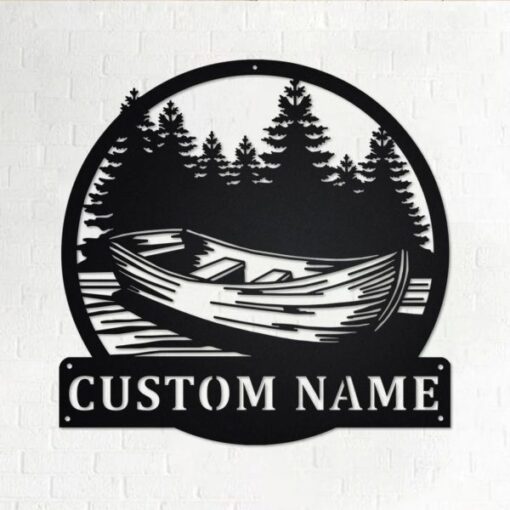 Kayak Canoe Boat Metal Wall Art Personalized Metal Name Sign Home Decor Housewarming Gift