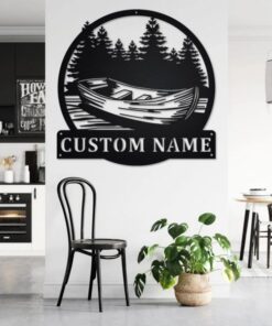 Kayak Canoe Boat Metal Wall Art Personalized Metal Name Sign Home Decor Housewarming Gift