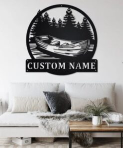 Kayak Canoe Boat Metal Wall Art Personalized Metal Name Sign Home Decor Housewarming Gift