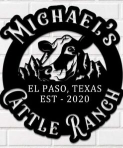 Cattle Farmhouse Sign Ranch Sign Personalized Farmville Name Sign Gift For Farmer