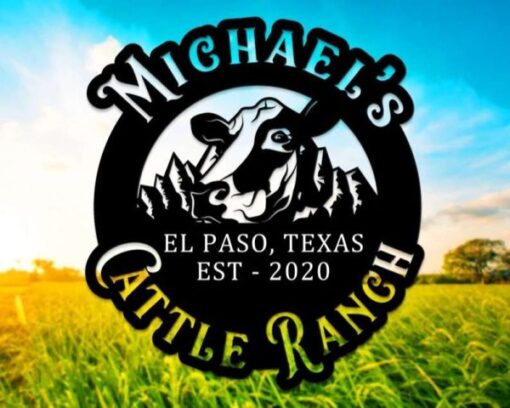 Cattle Farmhouse Sign Ranch Sign Personalized Farmville Name Sign Gift For Farmer