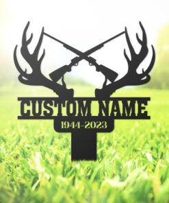 Antlers Deer Hunting in Heaven Grave Marker Metal Garden Stakes Hunter Memorial Gifts Sympathy Gifts for Loss of Loved One