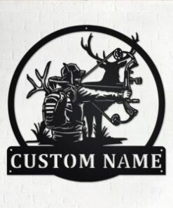 Bow Hunting Personalized Metal Name Sign Decor Home Gift for Hunter