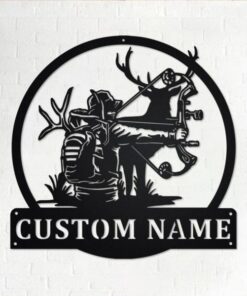 Bow Hunting Personalized Metal Name Sign Decor Home Gift for Hunter