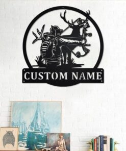 Bow Hunting Personalized Metal Name Sign Decor Home Gift for Hunter