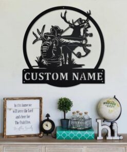 Bow Hunting Personalized Metal Name Sign Decor Home Gift for Hunter