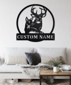 Couple Deer Metal Art Personalized Metal Name Sign Hunting Room Decor Gift for Hunter