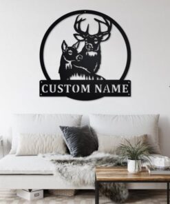 Couple Deer Metal Art Personalized Metal Name Sign Hunting Room Decor Gift for Hunter