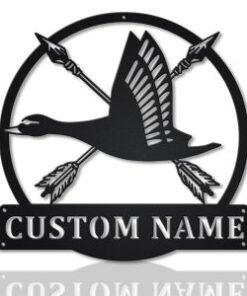 Cross Archery Personalized Duck Hunting Metal Sign Custom Name Hunter Sign Wall Decor