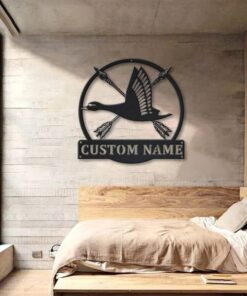 Cross Archery Personalized Duck Hunting Metal Sign Custom Name Hunter Sign Wall Decor