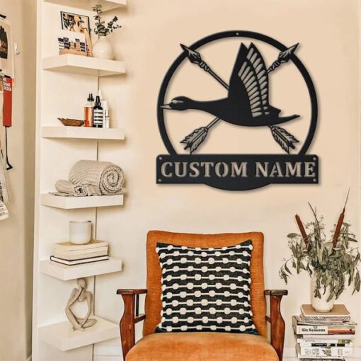 Cross Archery Personalized Duck Hunting Metal Sign Custom Name Hunter Sign Wall Decor