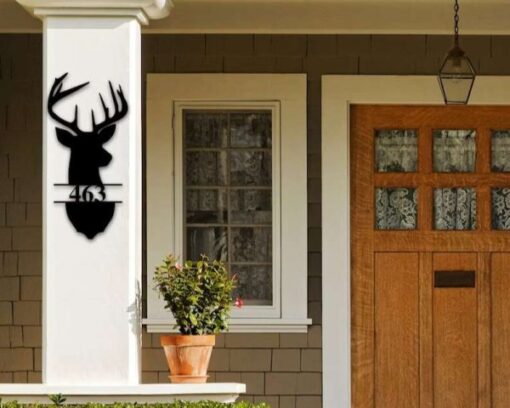 Deer Antler Home Address Outdoor Custom Metal Address Sign