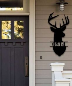 Deer Antler Home Address Outdoor Custom Metal Address Sign