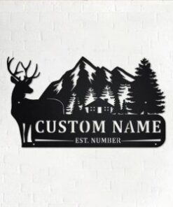 Deer Family Metal Art Personalized Metal Name Signs Gifts For Hunter Dad Hunting Room Decor