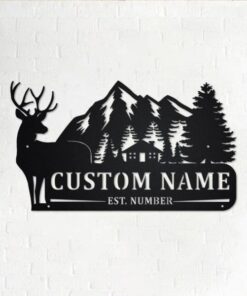 Deer Family Metal Art Personalized Metal Name Signs Gifts For Hunter Dad Hunting Room Decor