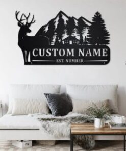 Deer Family Metal Art Personalized Metal Name Signs Gifts For Hunter Dad Hunting Room Decor