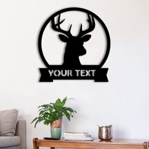 Deer Buck Head Metal Art Personalized Metal Name Signs Deer Hunting Sign Gift for Hunters