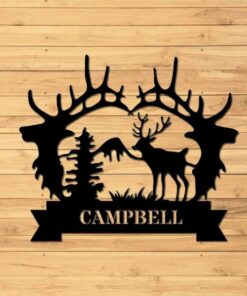 Deer Antler Metal Art Personalized Metal Name Sign Cabin Signs Decor Outdoor