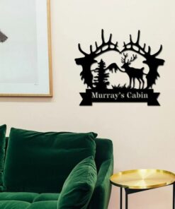 Deer Antler Metal Art Personalized Metal Name Sign Cabin Signs Decor Outdoor