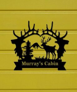 Deer Antler Metal Art Personalized Metal Name Sign Cabin Signs Decor Outdoor