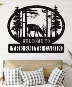 Deer Hunting Antler Sign Custom Outdoor Metal Signs Hunter’s Room Decor Front Porch Decor