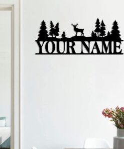 Deer Landscape Metal Sign Personalized Metal Name Signs Deer Hunting Sign Gift for Hunter