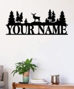 Deer Landscape Metal Sign Personalized Metal Name Signs Deer Hunting Sign Gift for Hunter