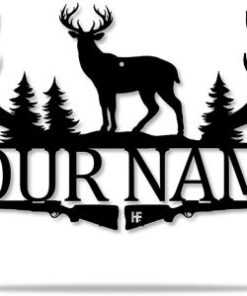 Deer Hunting Personalized Metal Sign Deer Antler Gun Signs Outdoor Decor for Home