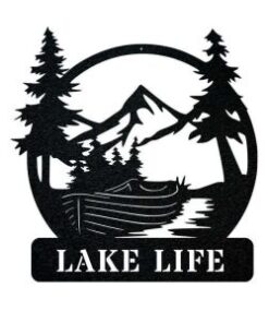 Personalized Lake Life Mountain View Sign Lakehouse Beach House Home Decor Custom Metal Sign