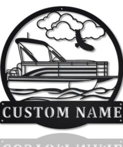 Pontoon Boat Captain Metal Art Personalized Metal Name Sign Lake House Decor Housewarming Gift