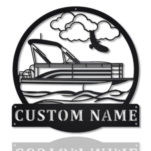 Pontoon Boat Captain Metal Art Personalized Metal Name Sign Lake House Decor Housewarming Gift