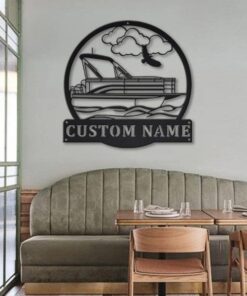 Pontoon Boat Captain Metal Art Personalized Metal Name Sign Lake House Decor Housewarming Gift