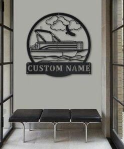 Pontoon Boat Captain Metal Art Personalized Metal Name Sign Lake House Decor Housewarming Gift