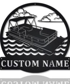 Pontoon Boat Metal Art Personalized Metal Name Sign Lake House Decor Housewarming Gift