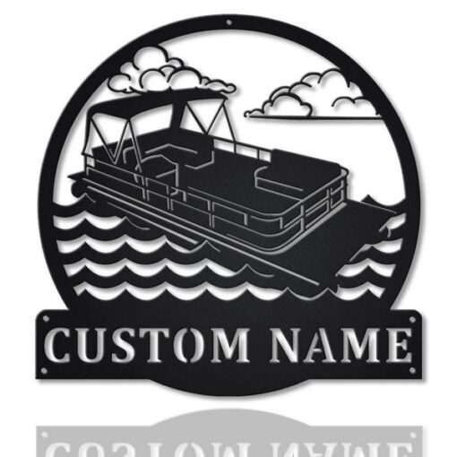 Pontoon Boat Metal Art Personalized Metal Name Sign Lake House Decor Housewarming Gift